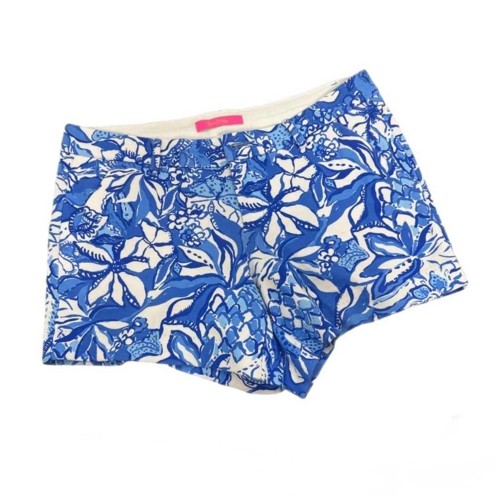 Lilly Pulitzer Blue Tang FLOCKING FABULOUS CALLAHAN SHORTS 5" Flat Knit